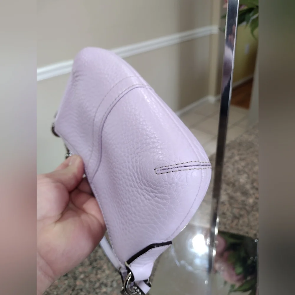 COACH Light Purple Pebbled Leather Wristlet